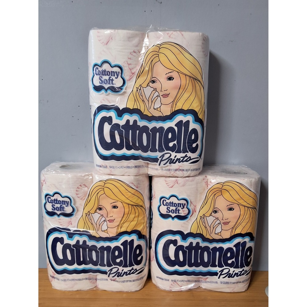 Vintage Cottonelle Prints Toilet Paper 12 Rolls Pink Seashells Prop 1989 3 Packs